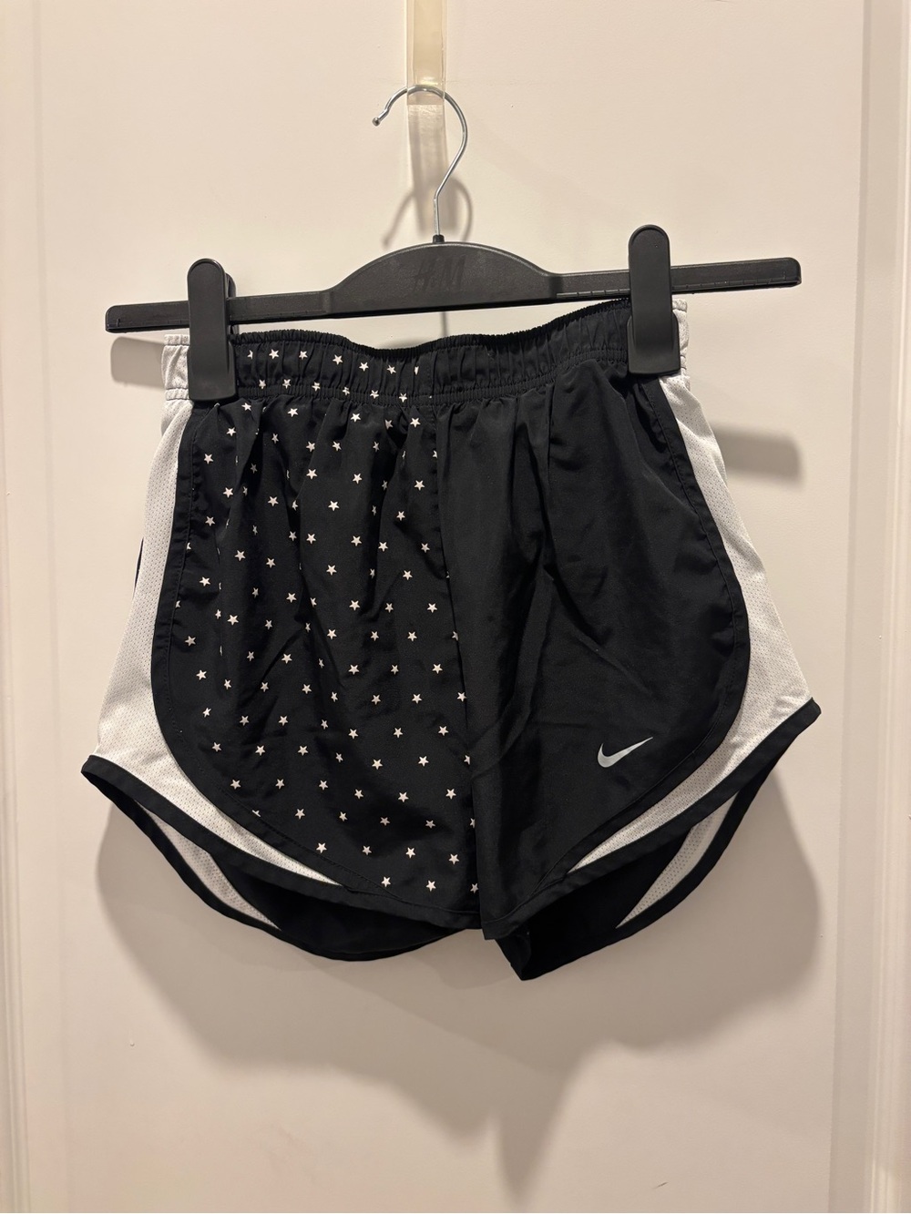 Nike Black Star-Print Athletic Shorts with White Side Panels